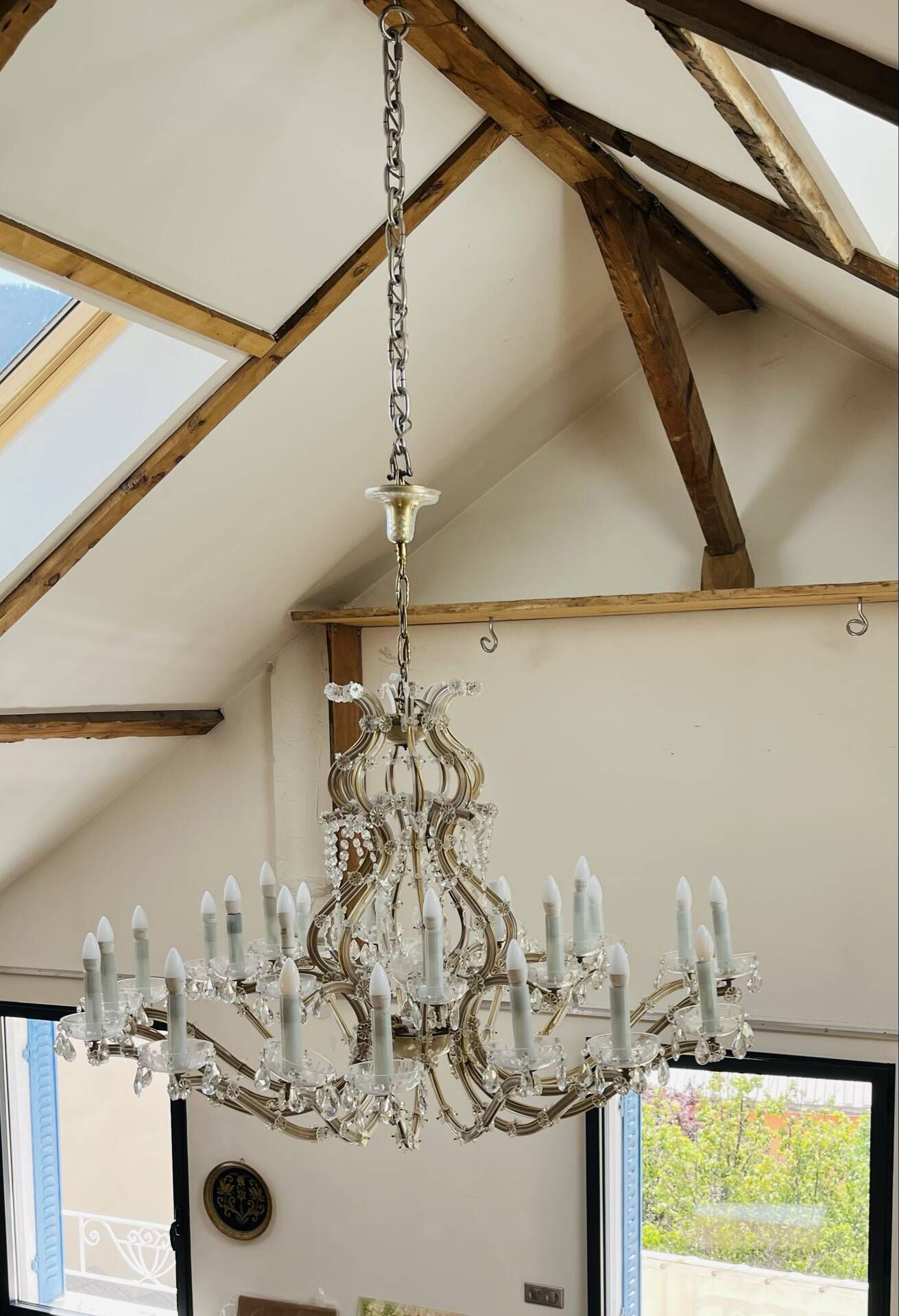 Grand Italian chandelier in Murano style – 24 lights – glass and crystal