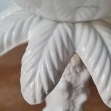 Ceramic palm lamp and white opaline globe