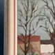 Original Swedish Oil on Canvas - "Landscape with Trees and Buildings" by Ingvar Björk - 1948 - Vintage - Framed - 62 × 48 cm (24.4" × 18.9")
