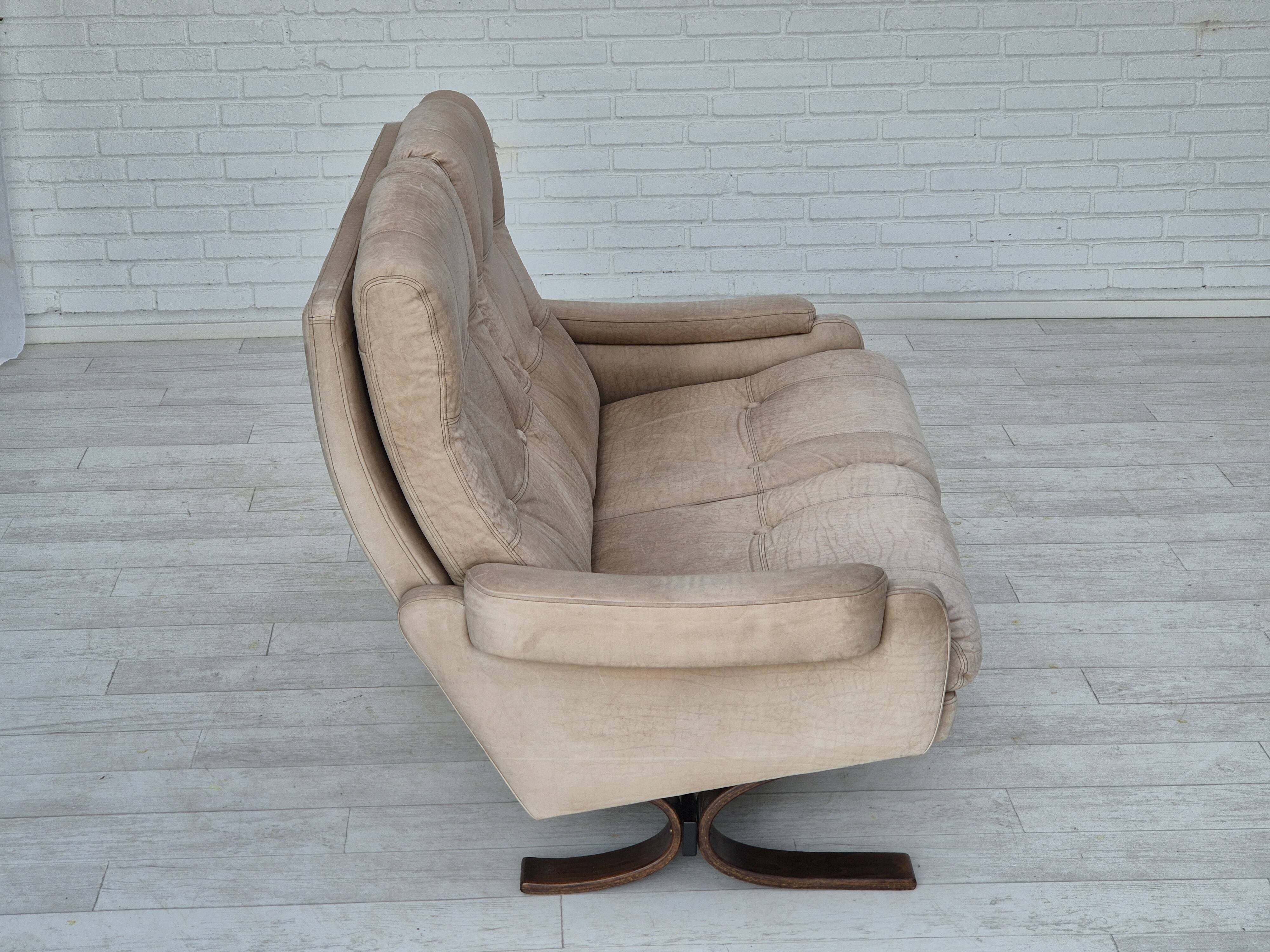 1970s, Scandinavian 2 seater sofa, original very good condition, leather.