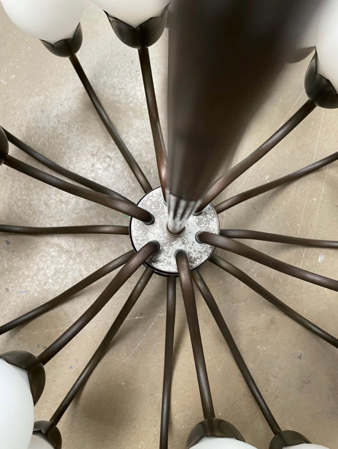 Mid-Century 18-Arm Tulip Pendant Chandelier by Fog & Mørup, Denmark