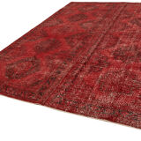 Hand-knotted persian overdyed 1970s 290 cm x 377 cm red wool carpet