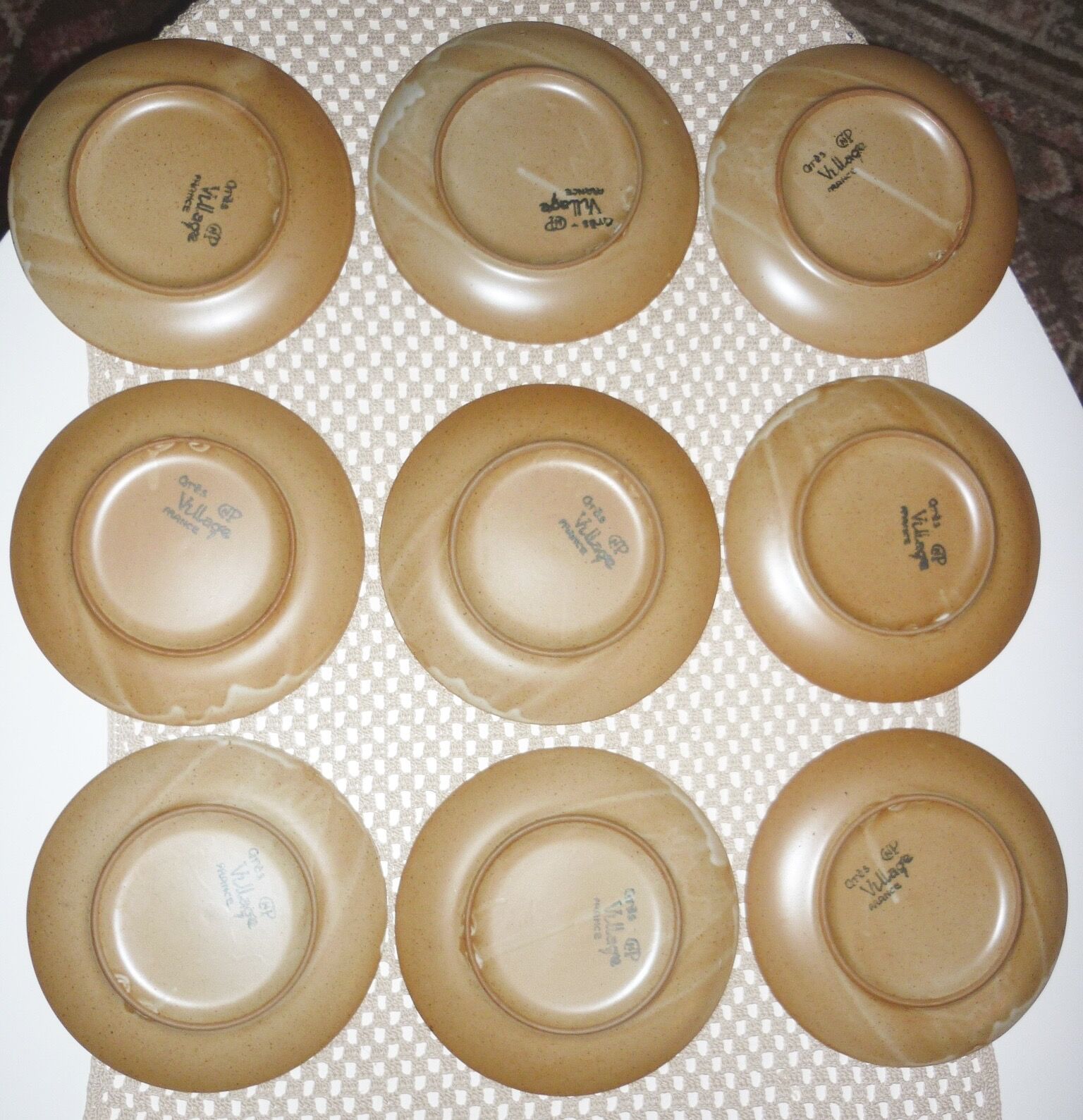Pair of stoneware dessert plates cnp village france
