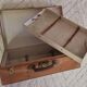 Antique leather and brass trunk/suitcase, high-end luggage circa 1930