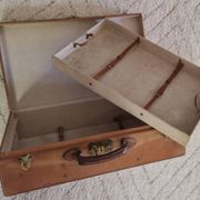 Antique leather and brass trunk/suitcase, high-end luggage circa 1930