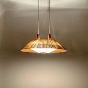 Raffia Bast and Teak Pendant Lamp from Temde