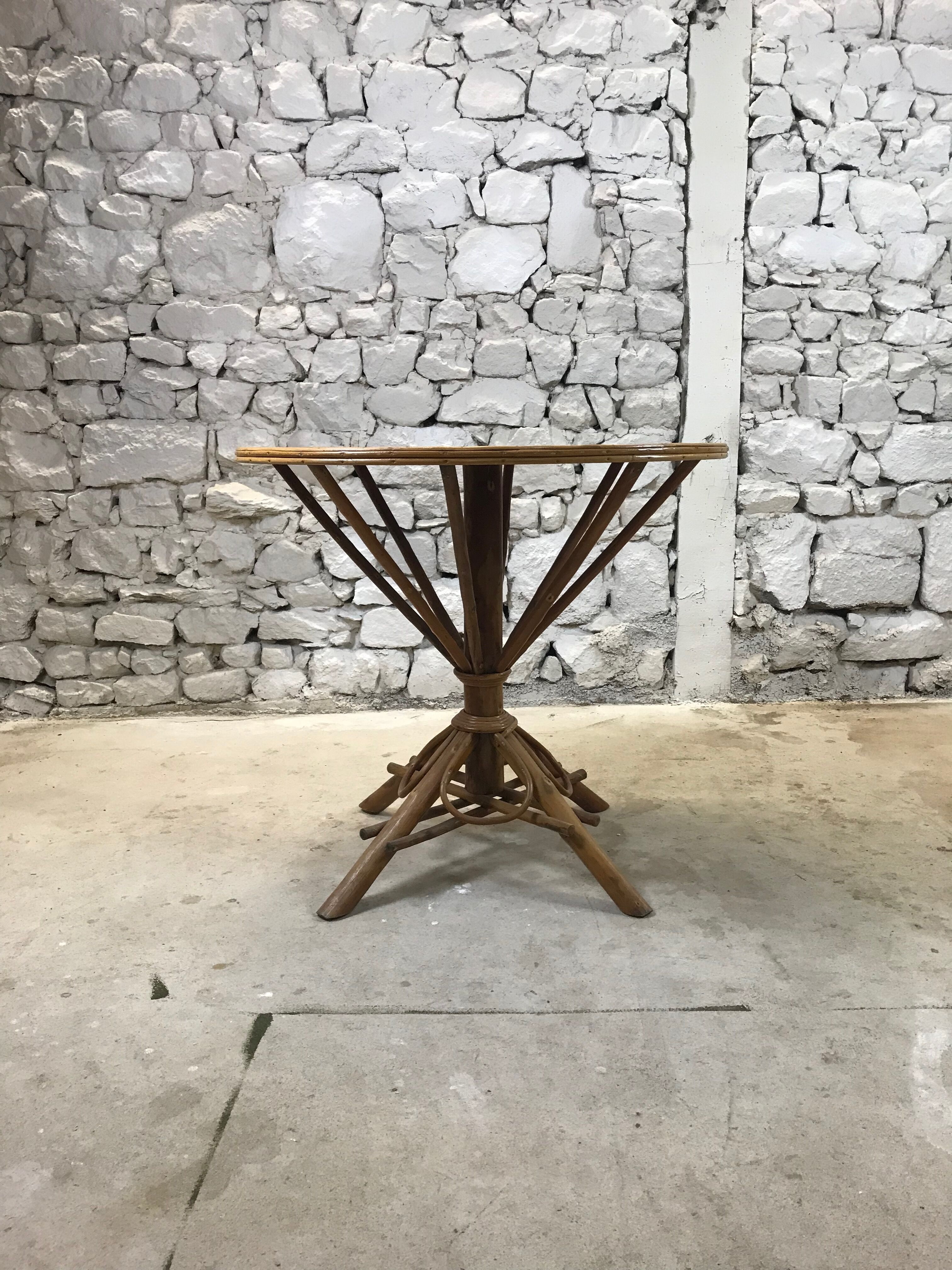 Rattan and wicker table