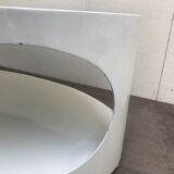 Oval white-panelled metal coffee table 70s