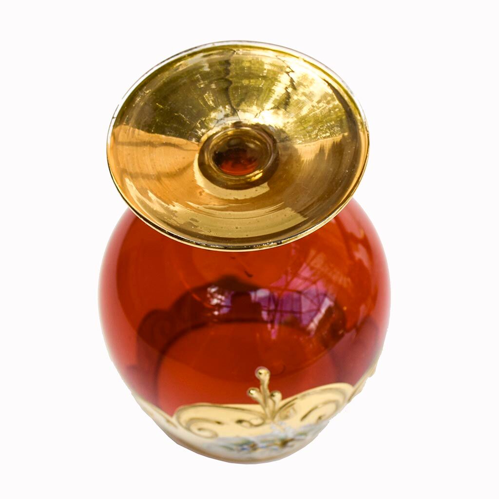 Service 6 glasses and murano dish red ruby gold vintage gold ⋆ Brocante Chic