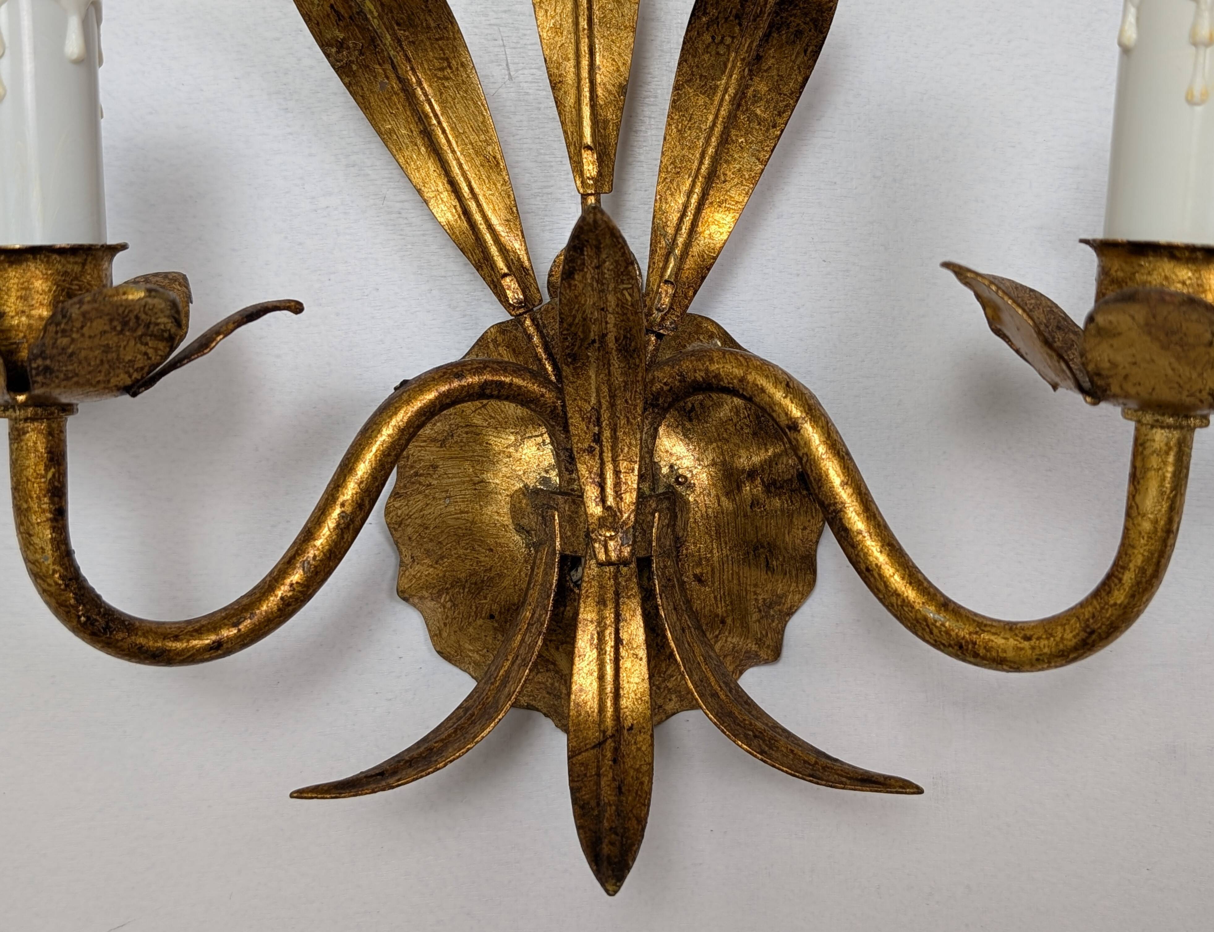 Pair of wheat ear wall lights