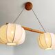 Vintage Scandinavian pendant light, wood and fabric