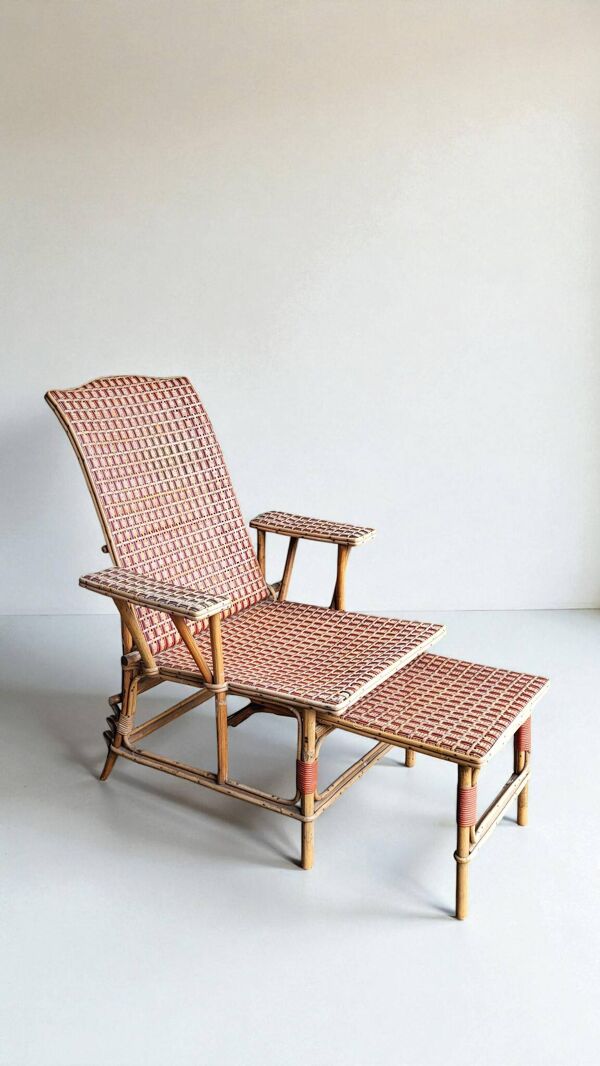 Chaise longue en rotin