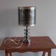 Chromed metal lamp and metallic paper lampshade. 70s