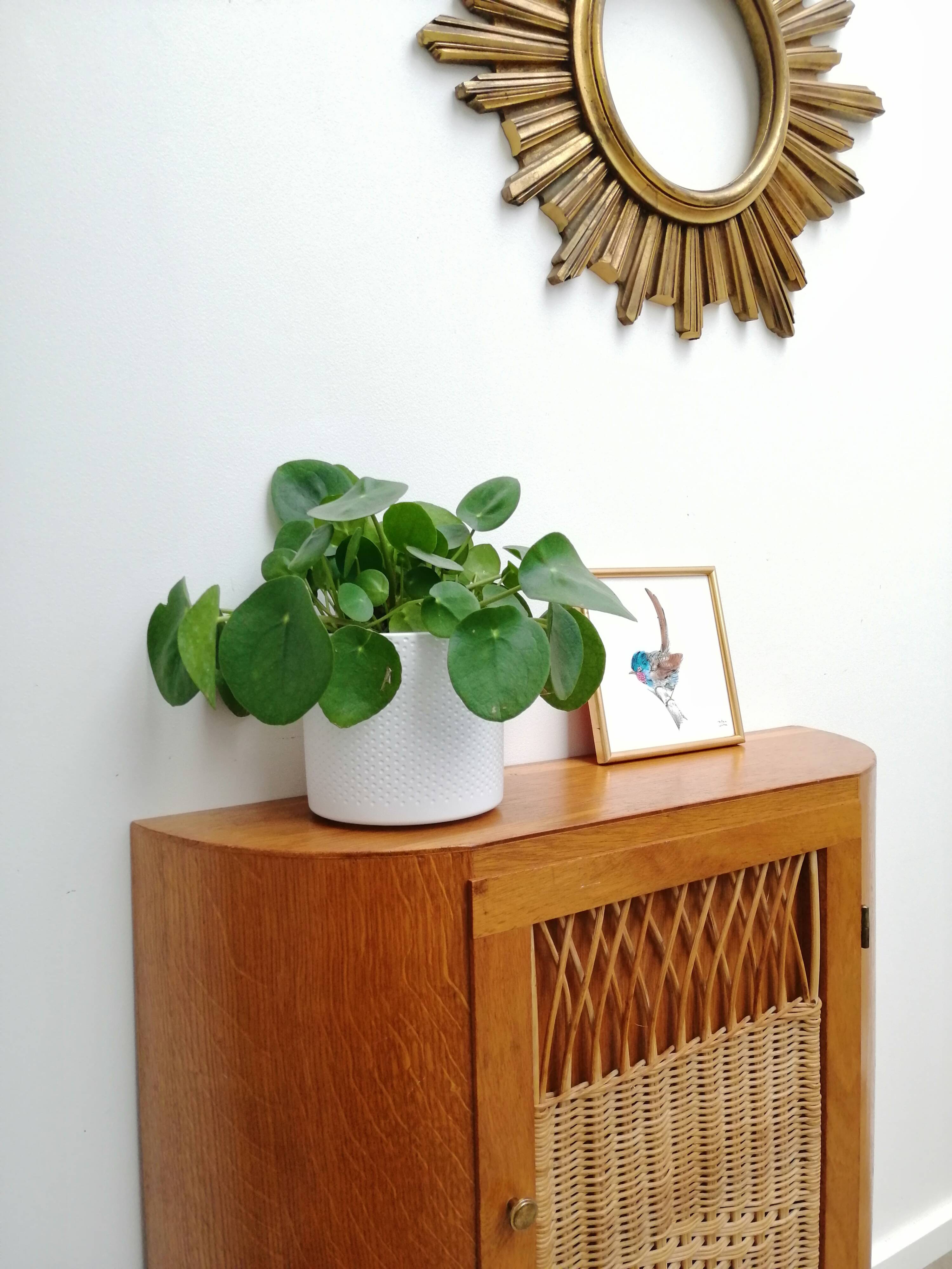 Wooden and rattan buffet