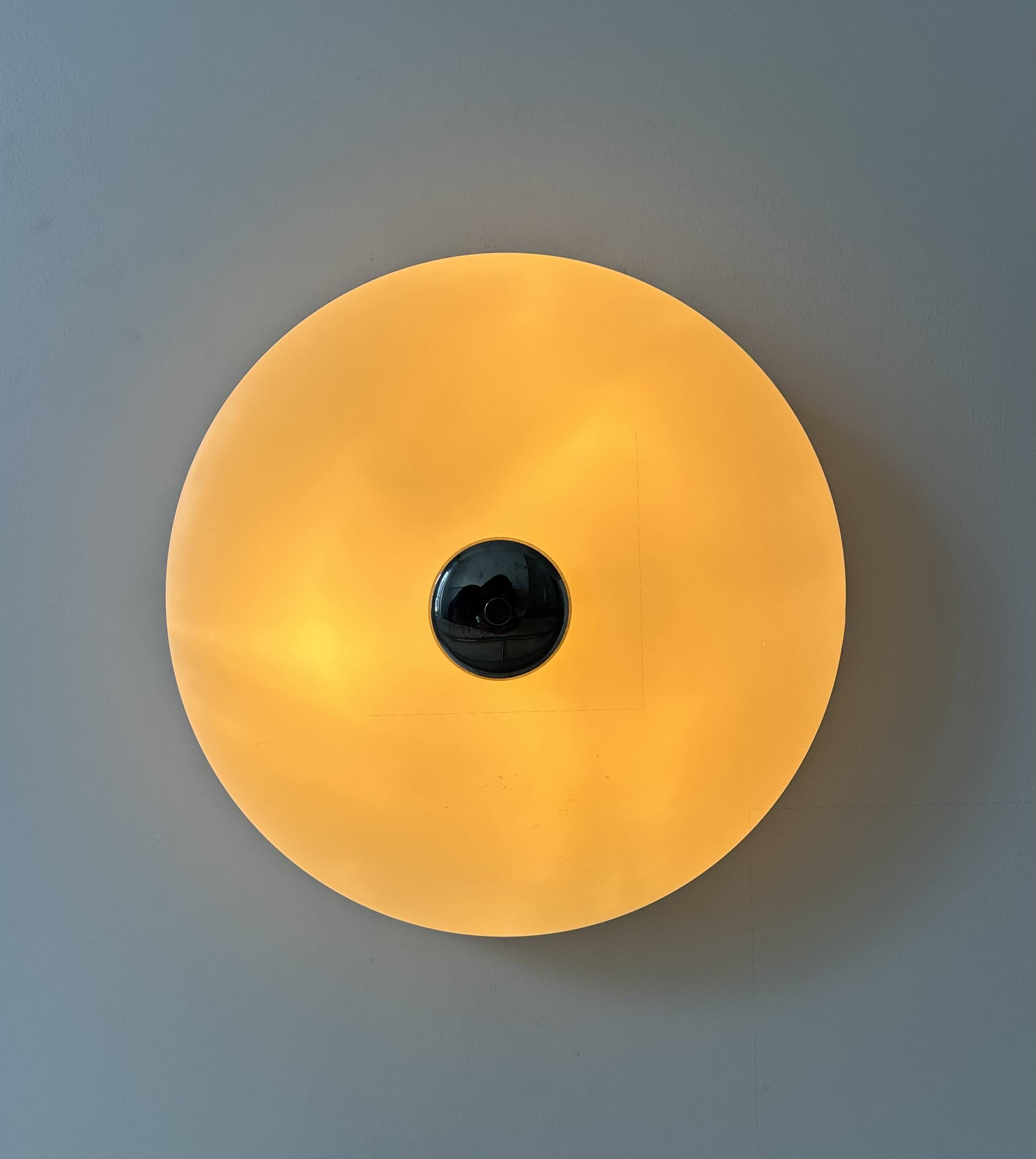Vintage XL wall light, opaline and chrome, France 1960