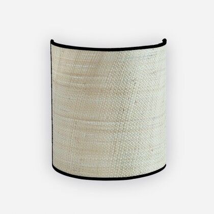 Two raffia and cotton wall lamps