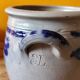 Blue and grey glazed stoneware pot from Alsace