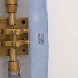 Pair of Fontana Arte Style Mid-century Modern Light Blu Murano Glass Sconce