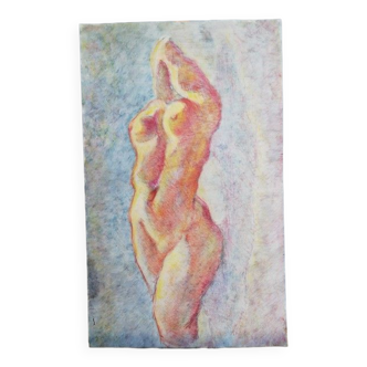 Nu debout fauve / crayon et gouache / carton- 1950 - 68/42 cm