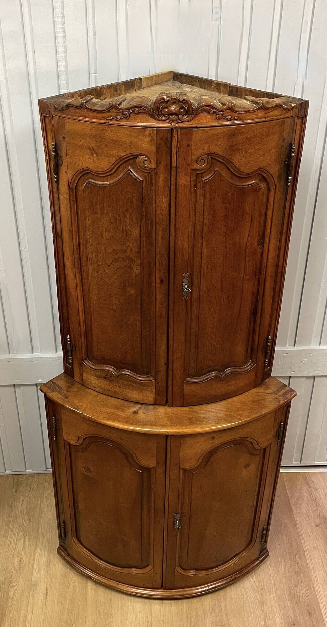 Double Body Corner Cabinet in Walnut from the end of the 19th century