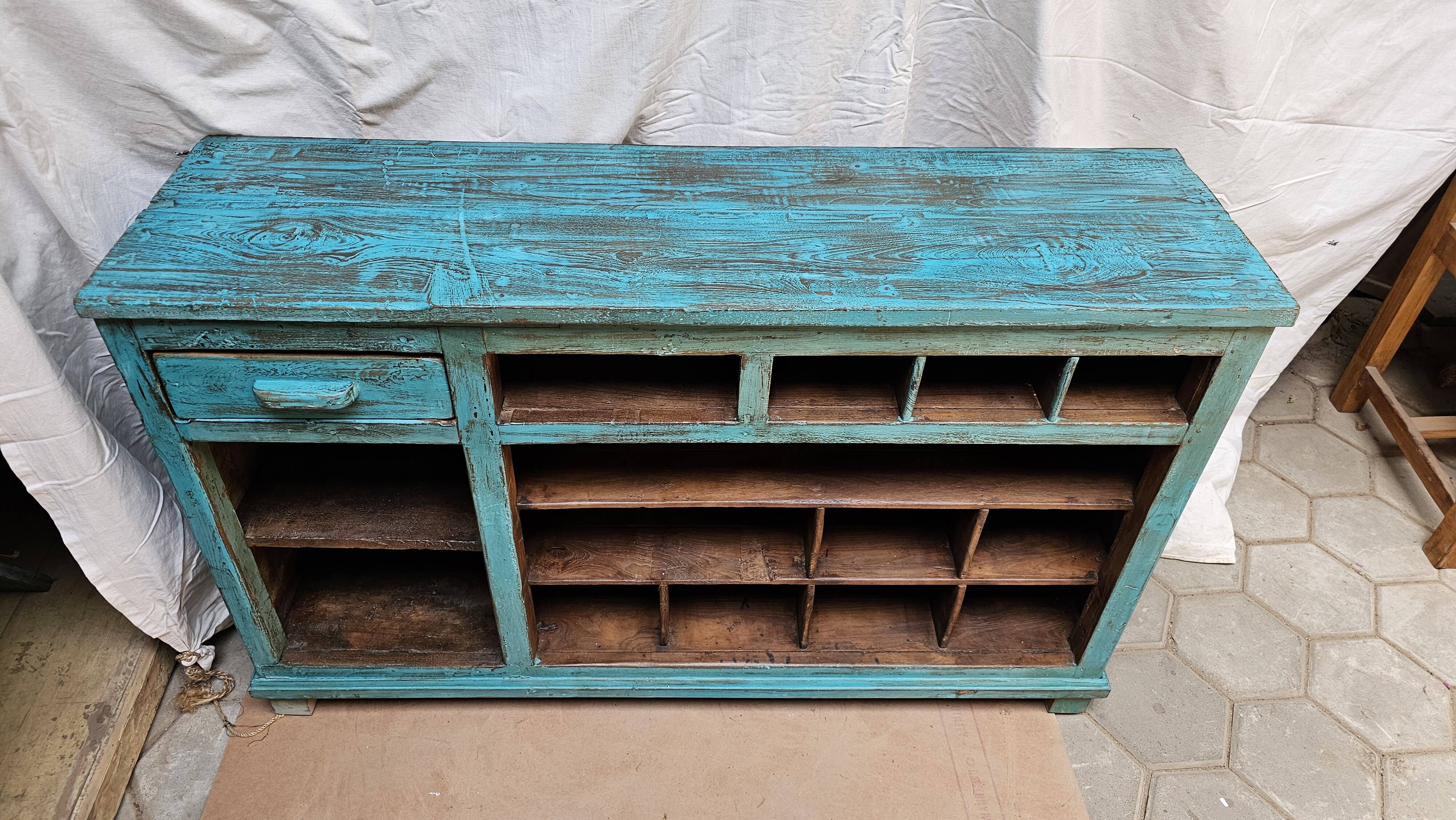 Old merchant's counter in Burmese teak.