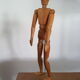 Articulated waxed wood puppet and 80's support