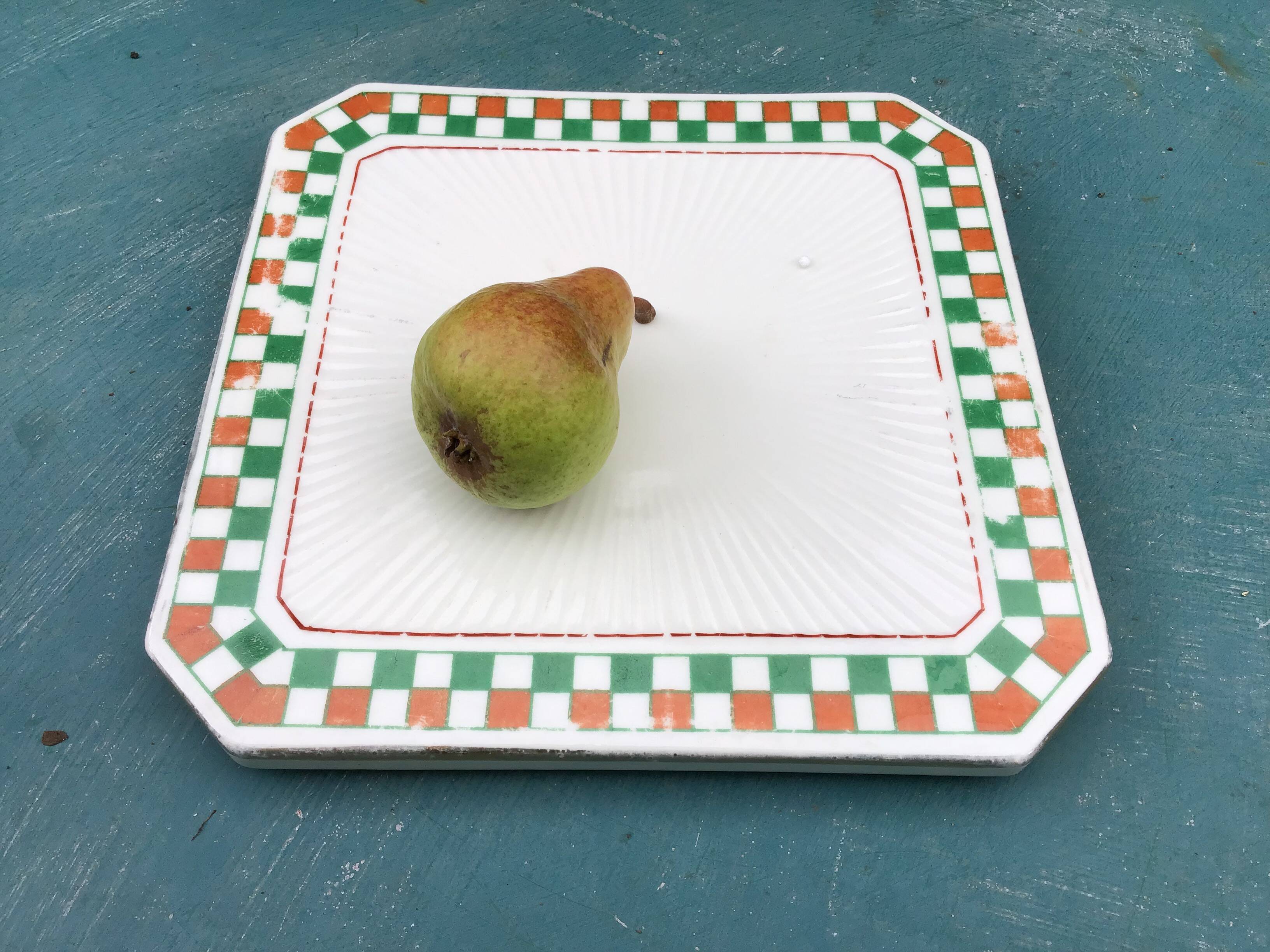 Vintage checkered ceramic trivet