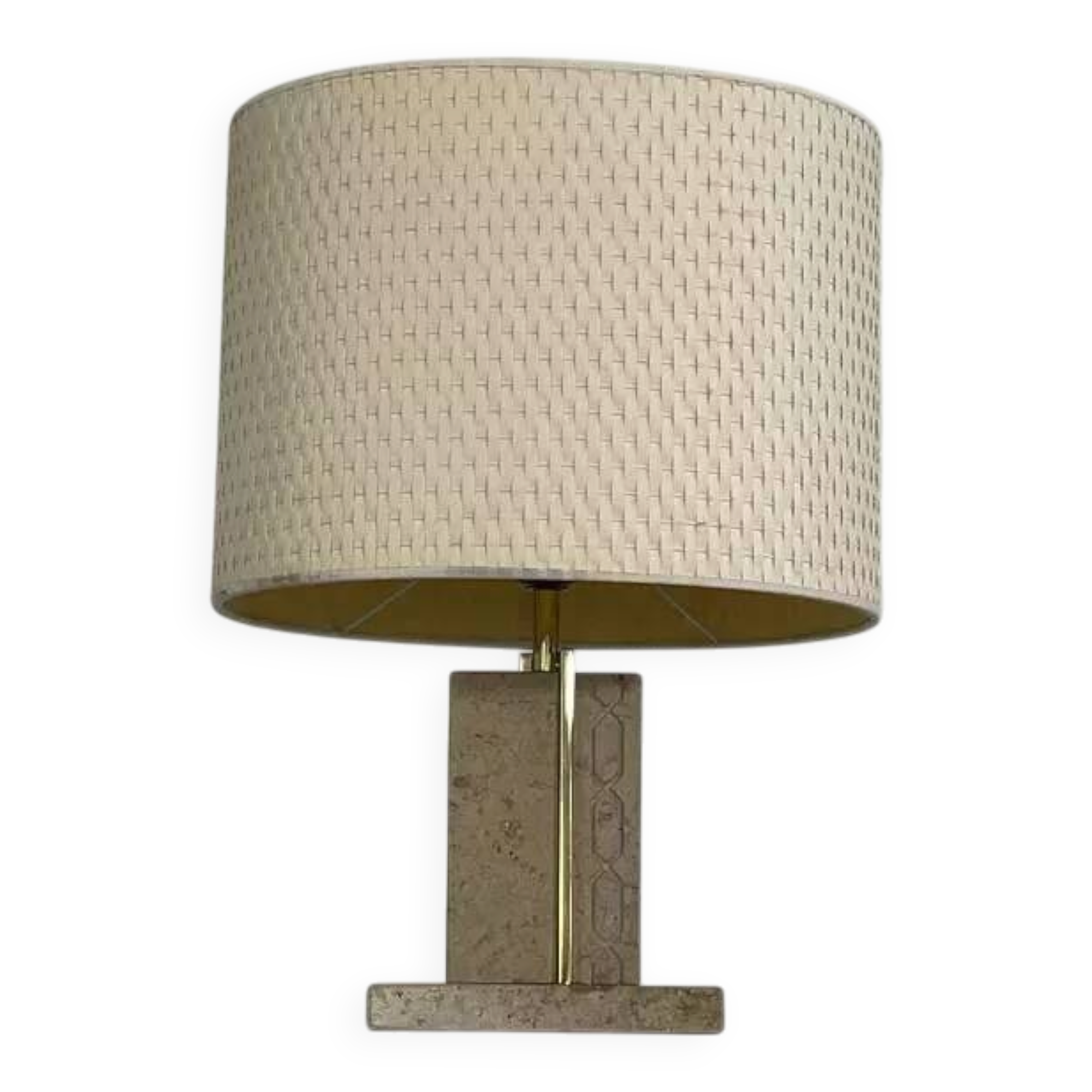 Lampe années 70 en travertin et laiton