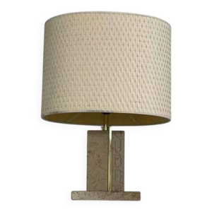 Lampe années 70 en travertin - laiton