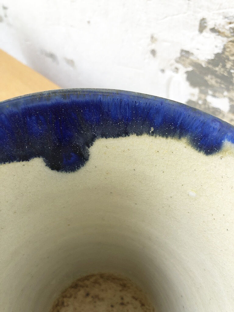 Blue and white enamel vase