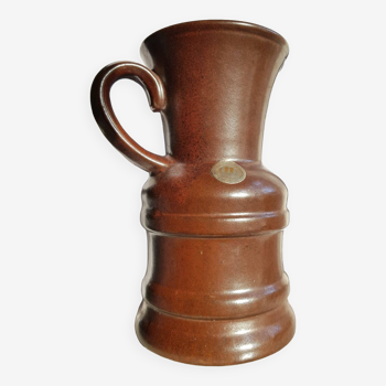 Ueberlacken mid century brown numbered ceramic jug vase