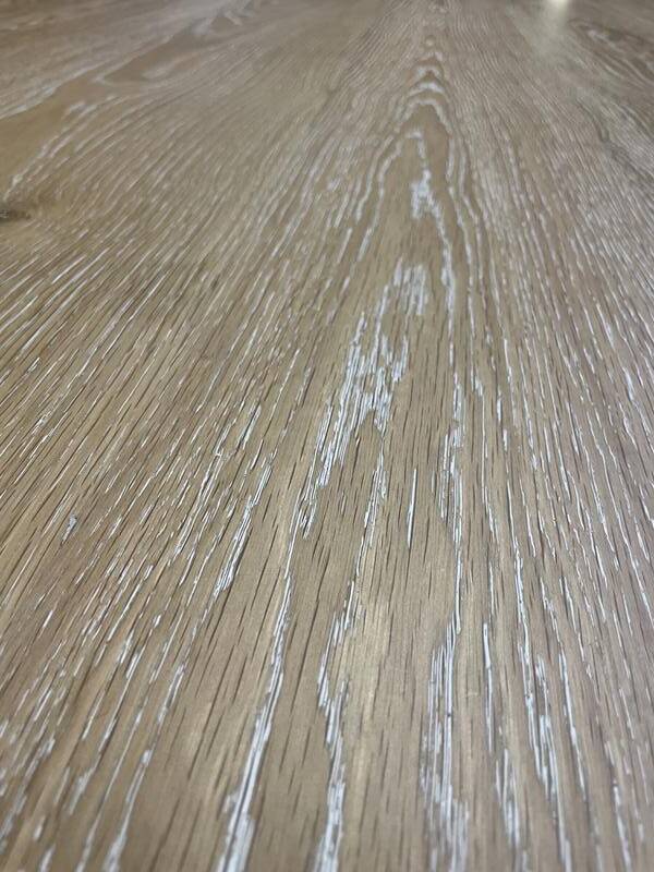 Oval oak dining table with vase legs