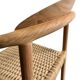solid wood chair with woven seat and armrests