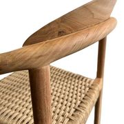 solid wood chair with woven seat and armrests