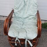 Rocking chair en rotin de 1970