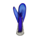Vase bleu verre 3 pétales