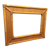 1970s mirror bamboo and rattan