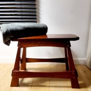 Vintage houten authentiquek zitbankje, 70 cm