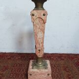 Colonne haute en marbre rose et bronze style Louis XVI