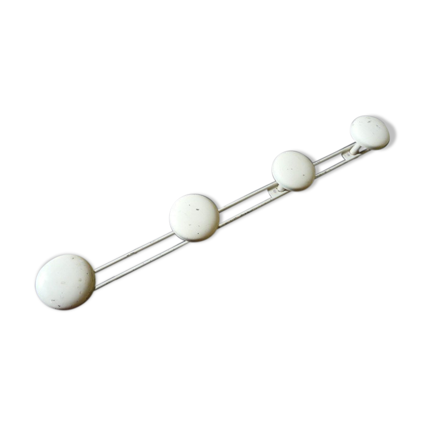 Coat rack in white lacquered metal 70s 4 patères