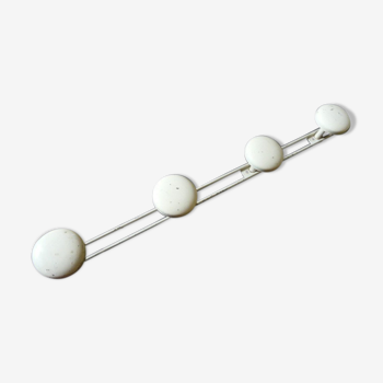 Coat rack in white lacquered metal 70s 4 patères