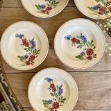 Set of 7 vintage soup plates, Aigueperse de Sarreguemines