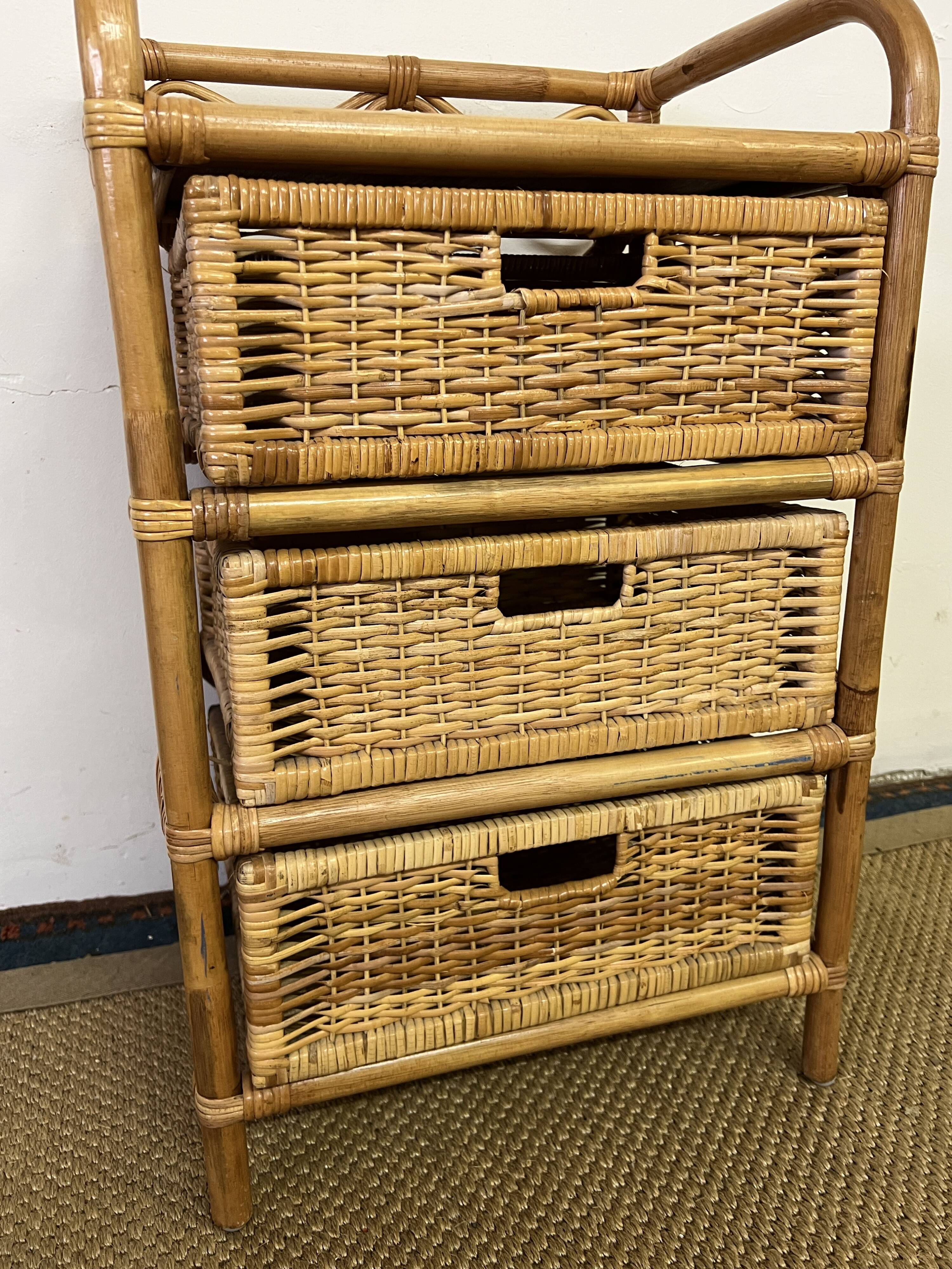 Vintage rattan chest of drawers
