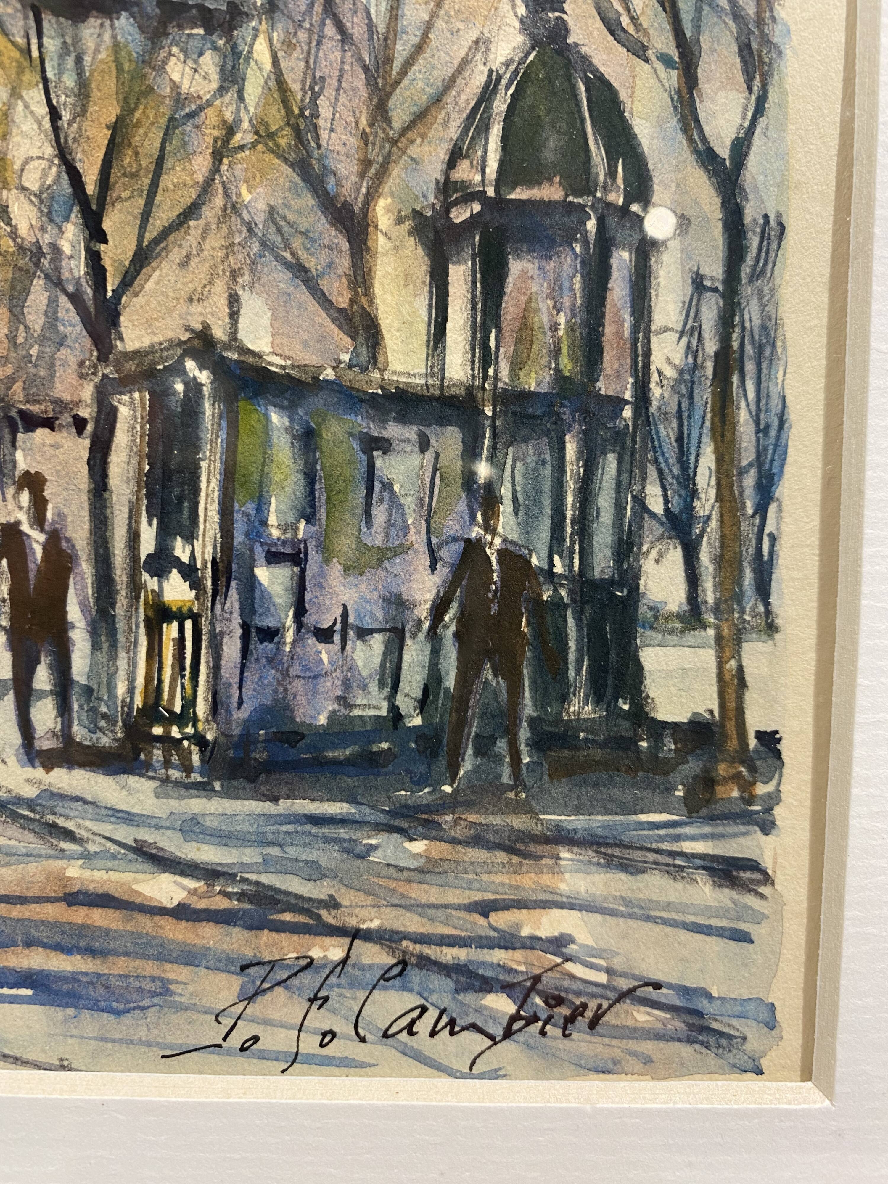 Old painting, watercolor of the signed triumphal arch, XX century