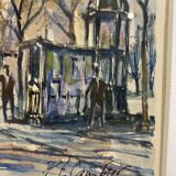 Tableau ancien , aquarelle de l´arc de triomphe signée , XX siècle