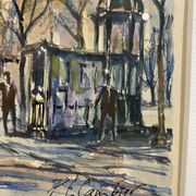 Old painting, watercolor of the signed triumphal arch, XX century