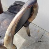 Fauteuil en corne et cuir ancien - 1950s