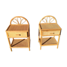 Pair of rattan bedsides, a drawer