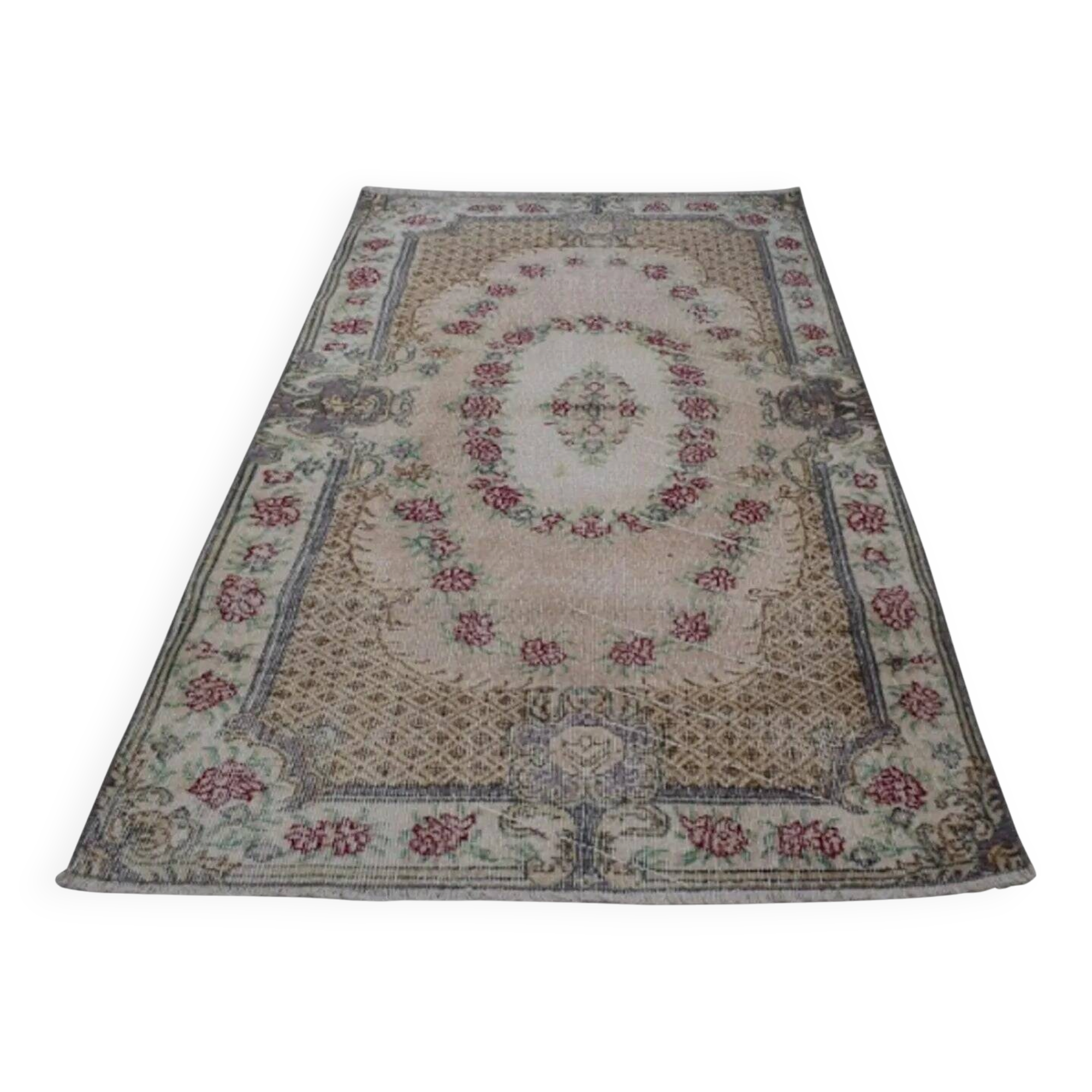 Vintage Turkish Oushak rug 114x212 cm