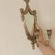 Pair of Vintage Double Arm Italian Brass Sconces with Mirror